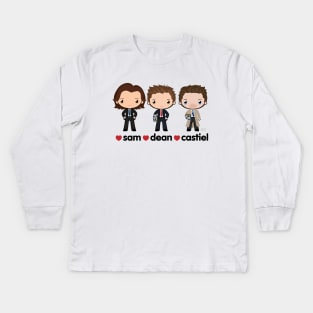 Love Sam, Dean & Castiel Kids Long Sleeve T-Shirt